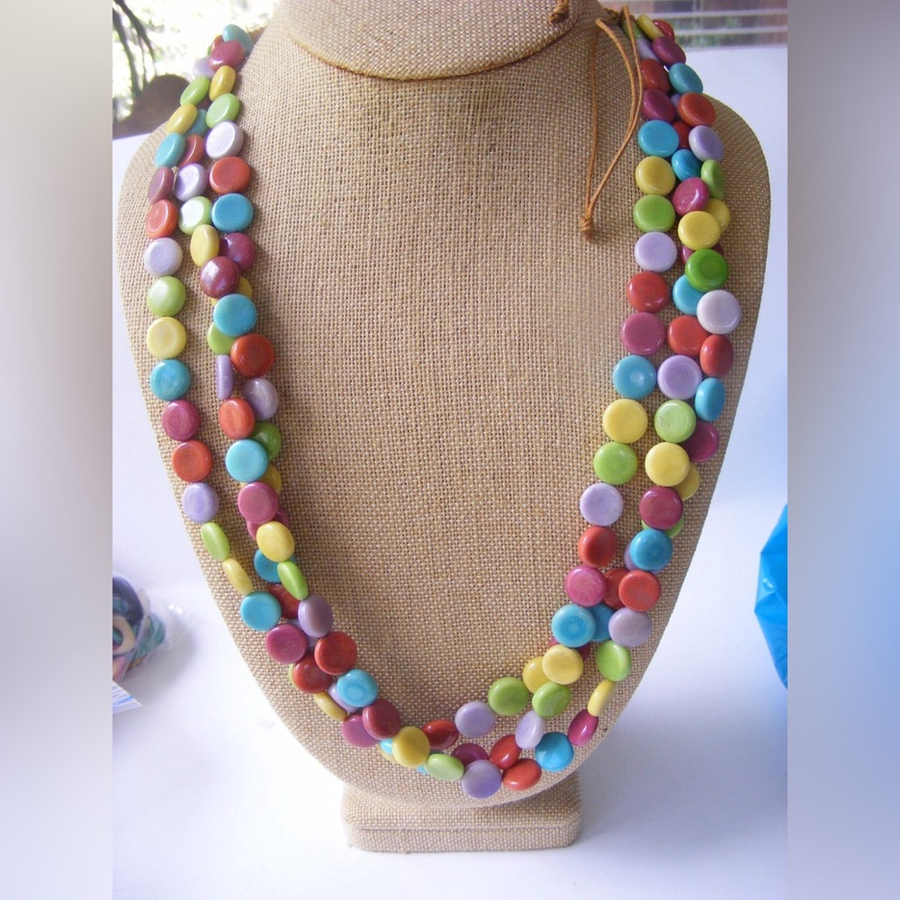 Tagua Nut Fair Trade Eco-Friendly Multistrand Multicolored Necklace